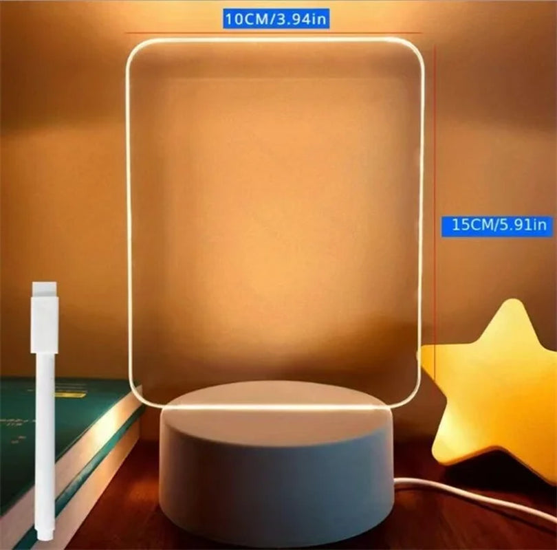 Transparent Luminous LED Night Lights USB Luminous Acrylic Night Light Erasable Write Message Board Calendar Desktop Ornaments