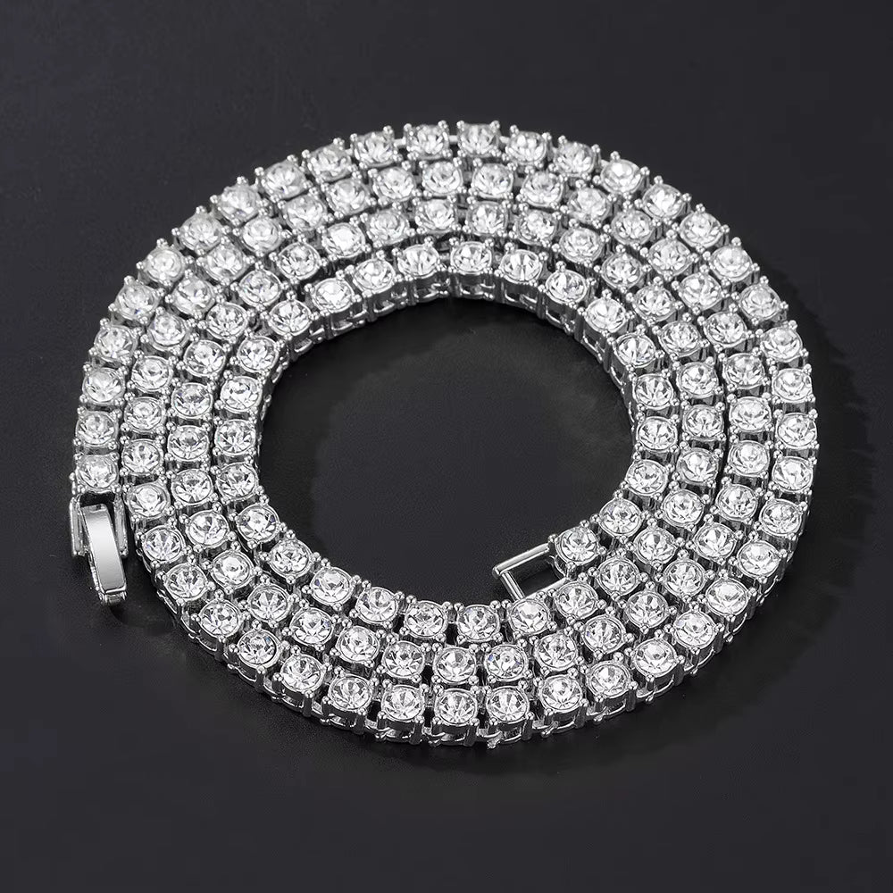 Classical 4MM Tennis Chain Iced Out Bracelet Necklace Men Fashion Hip Hop Jewelry Women 8/16/18/20/24Inch Choker Punk Party Gift