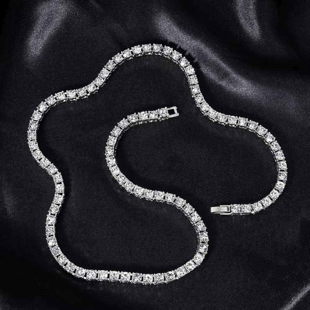 Classical 4MM Tennis Chain Iced Out Bracelet Necklace Men Fashion Hip Hop Jewelry Women 8/16/18/20/24Inch Choker Punk Party Gift