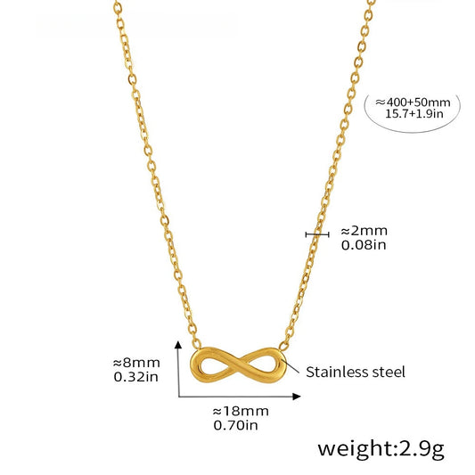 18K Gold Color Infinity Love Pendant Charm Necklaces for Women Stainless Steel Collar Choker Fashion Jewelry Accessories Gifts