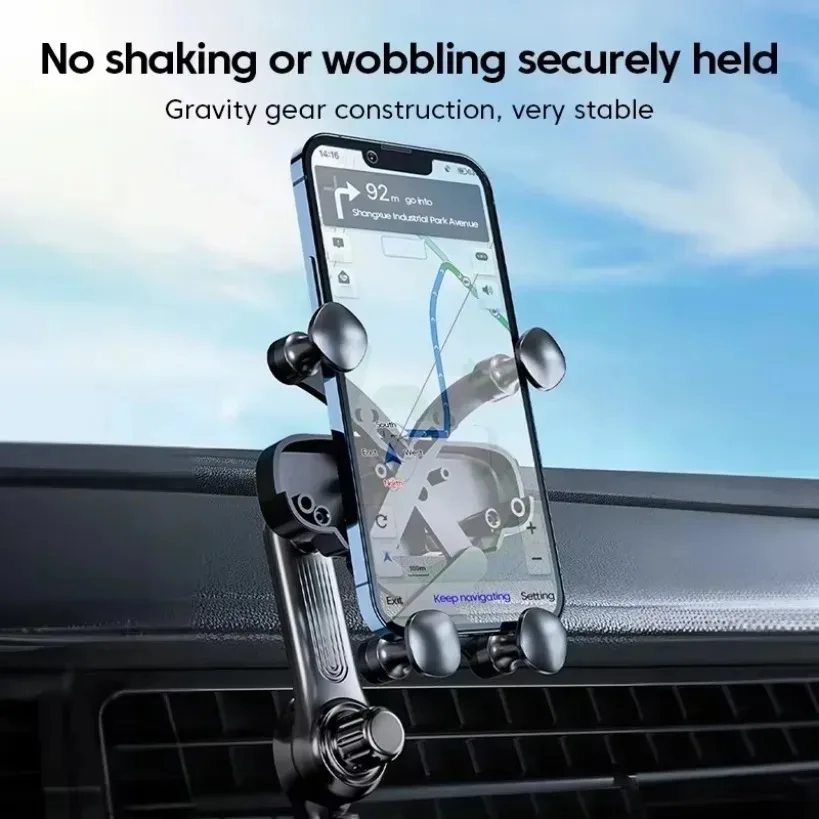 360 Rotation Gravity Car Phone Holder Air Vent Clip Navigation GPS Stand Telescopic Air Outlet Support for 4.7-7 Inch Cellphone