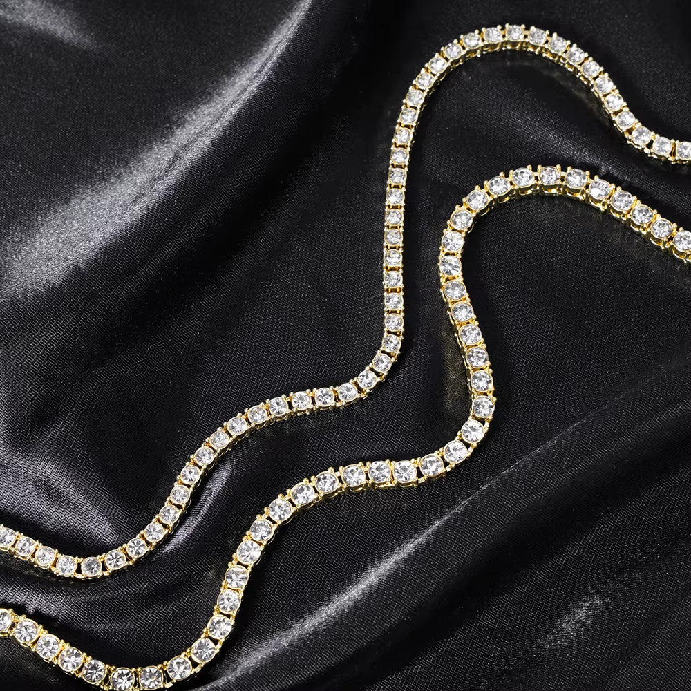 Classical 4MM Tennis Chain Iced Out Bracelet Necklace Men Fashion Hip Hop Jewelry Women 8/16/18/20/24Inch Choker Punk Party Gift