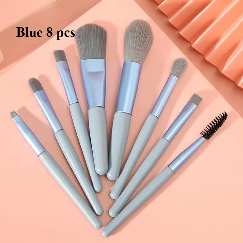 8Pcs Eyeshadow Portable Makeup Brushes Set Soft Fluffy Brushes Blush Powder Shadow Foundation Blending Concealer Make up Tool