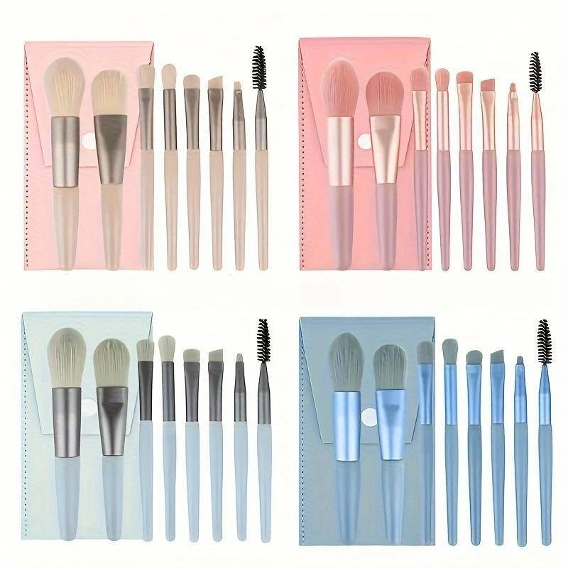 8Pcs Eyeshadow Portable Makeup Brushes Set Soft Fluffy Brushes Blush Powder Shadow Foundation Blending Concealer Make up Tool