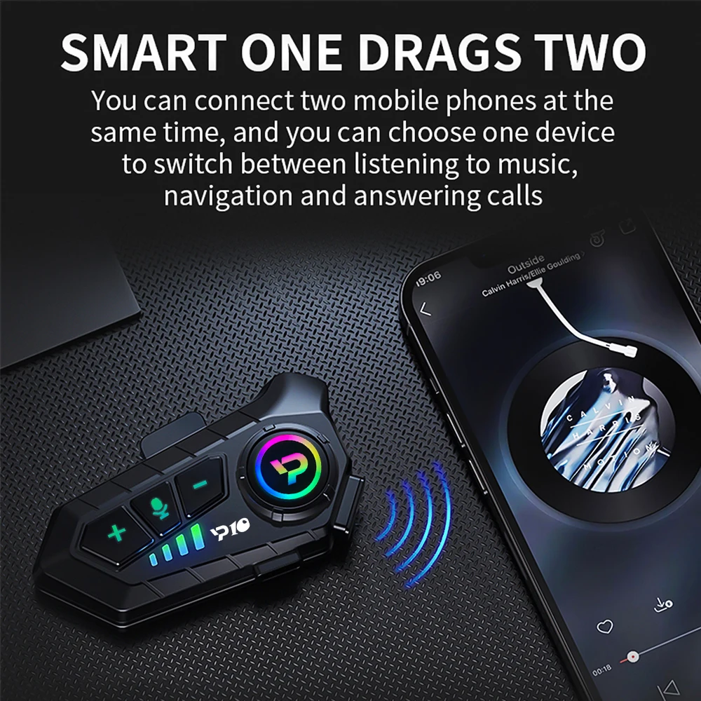 Y10 Bluetooth Motorcycle Helmet Headset Wireless IPX6 Waterproof Noice Reduction Earphone Super Long Standby Handsfree Headphone