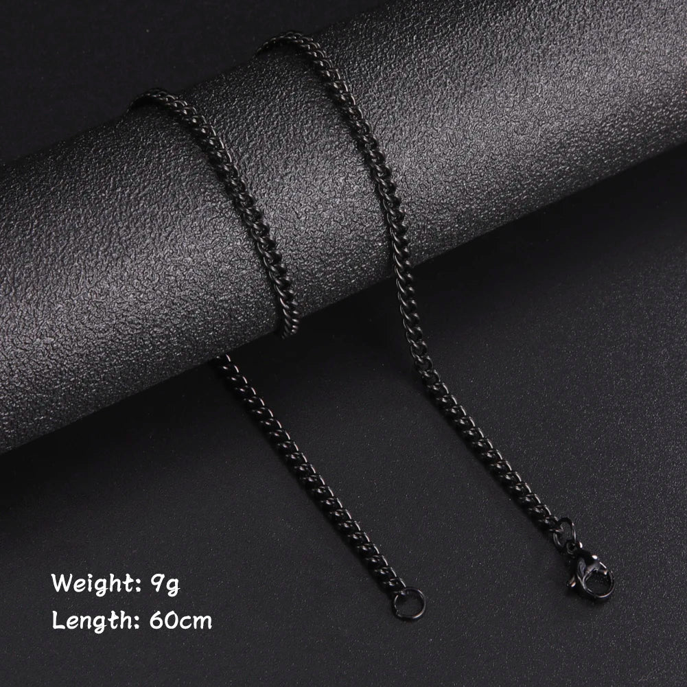 Fashion 60Cm Long Box Chain Necklace Men Stainless Steel Black Gold Color Link Chains Basic Punk Jewelry Wholesale