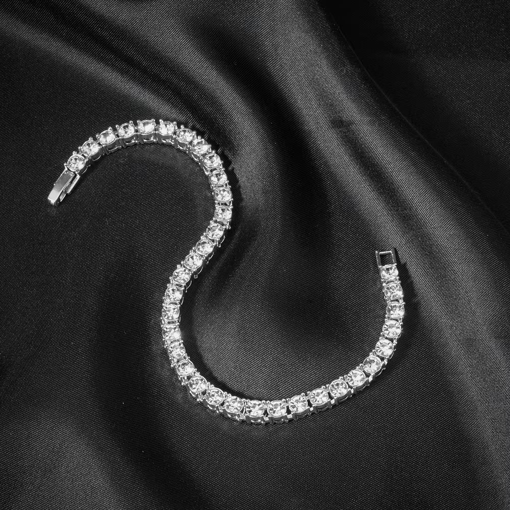 Classical 4MM Tennis Chain Iced Out Bracelet Necklace Men Fashion Hip Hop Jewelry Women 8/16/18/20/24Inch Choker Punk Party Gift