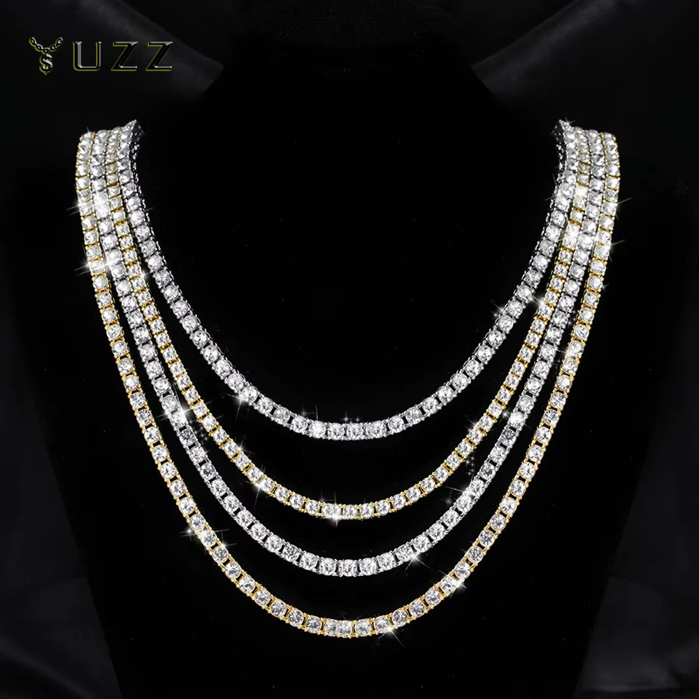 Classical 4MM Tennis Chain Iced Out Bracelet Necklace Men Fashion Hip Hop Jewelry Women 8/16/18/20/24Inch Choker Punk Party Gift