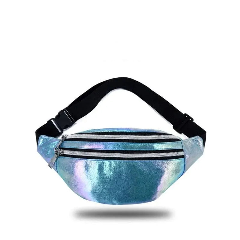 Holographic Fanny Pack Hologram Waist Bag Laser Beach Travel Banana Hip Bum Zip Waist Bags Women Belt Bag for Girls
