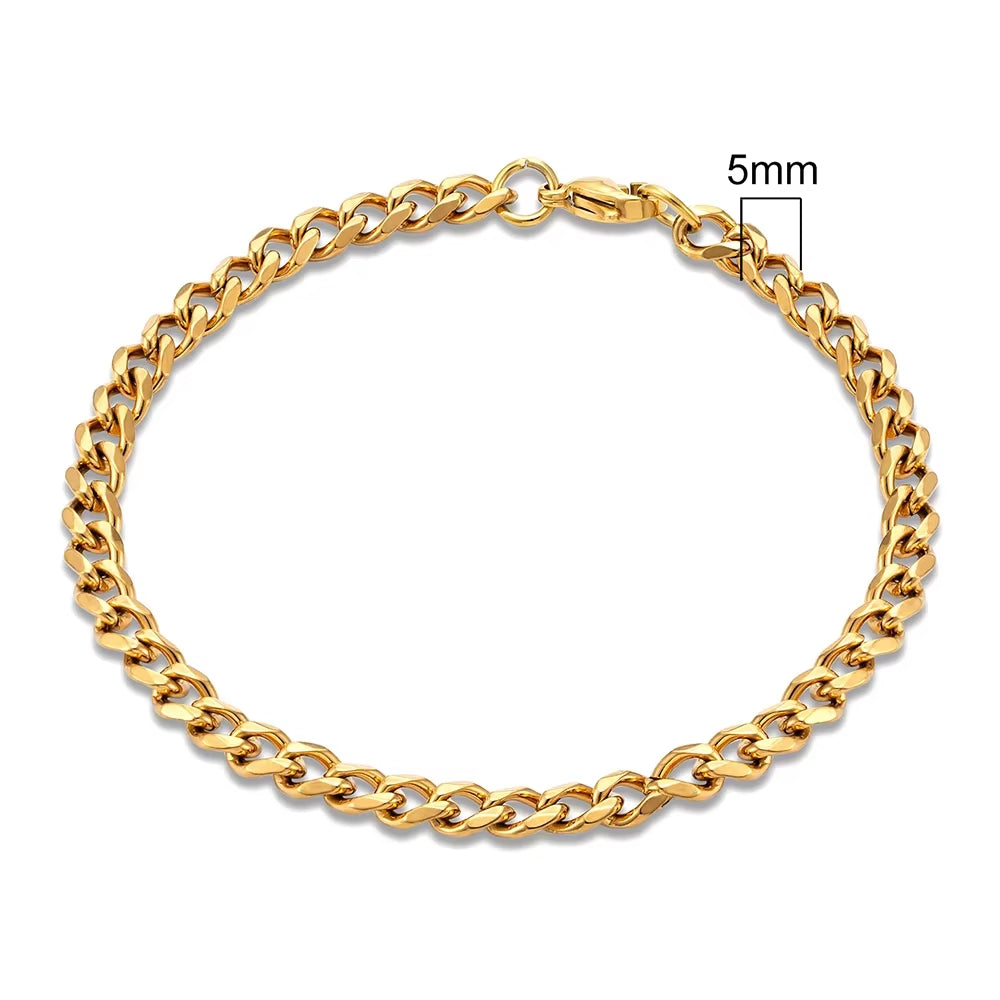 3-11Mm Locomotive Men Punk Rock Stainless Steel Curb Cuban Link Chain Silver Color Bracelet for Women Biker Jewelry