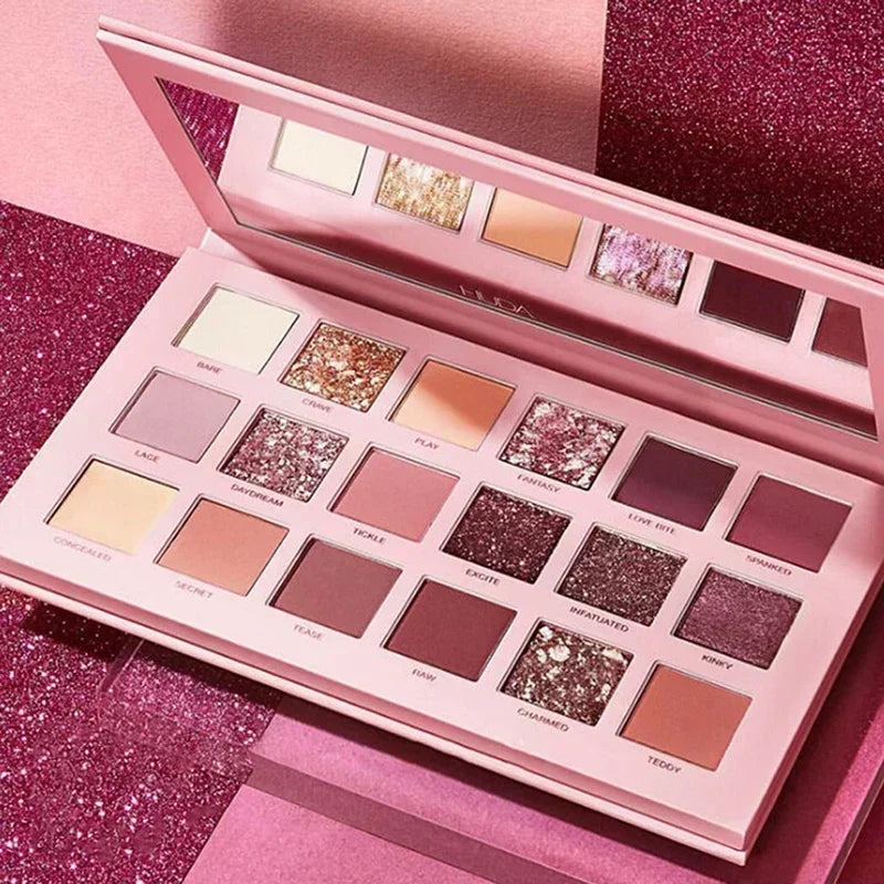 18 Colors Eyeshadow Palette with Makeup Mirror Pearlescent Matte Glitter Shimmer Pigment Nude Longlasting Eye Shadow Wholesale