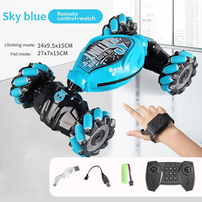 4WD RC Drift Car with Music Led Lights 2.4G Gesture Radio Remote Control Spray Stunt Car 360° Rotating Climbing Car Toys Gifts