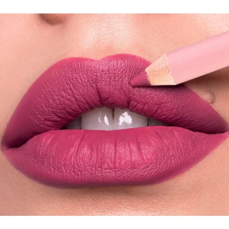 12New Color Matte Lipliner Pencil Waterproof Plumping Stain Lipstick Natural Nude Pink Lip Liner Pro Outline Lips Contour Makeup