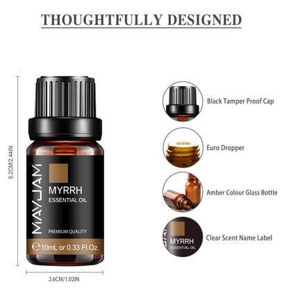 10ML Myrrh Camphor Thyme Vetiver Cypress Cajeput Essential Oil for Humidifier Diffuser Burner Making Scented Candle