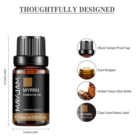 10ML Myrrh Camphor Thyme Vetiver Cypress Cajeput Essential Oil for Humidifier Diffuser Burner Making Scented Candle