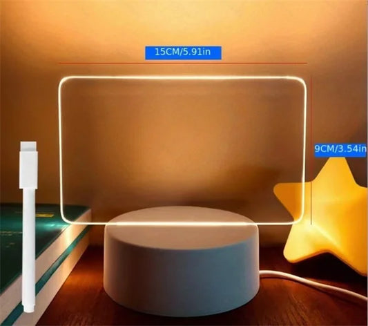 Transparent Luminous LED Night Lights USB Luminous Acrylic Night Light Erasable Write Message Board Calendar Desktop Ornaments
