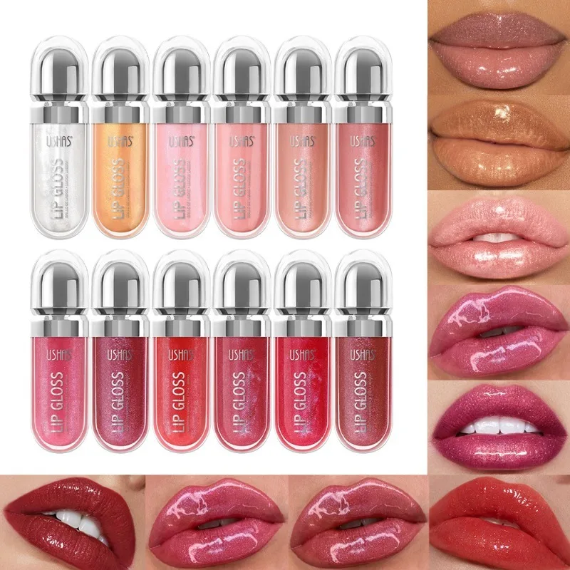 12 Colors Glitter Lip Gloss Long Lasting Diamond Pearlescent Metallic Liquid Lipstick Moisturizing Lip Glaze Woman Makeup
