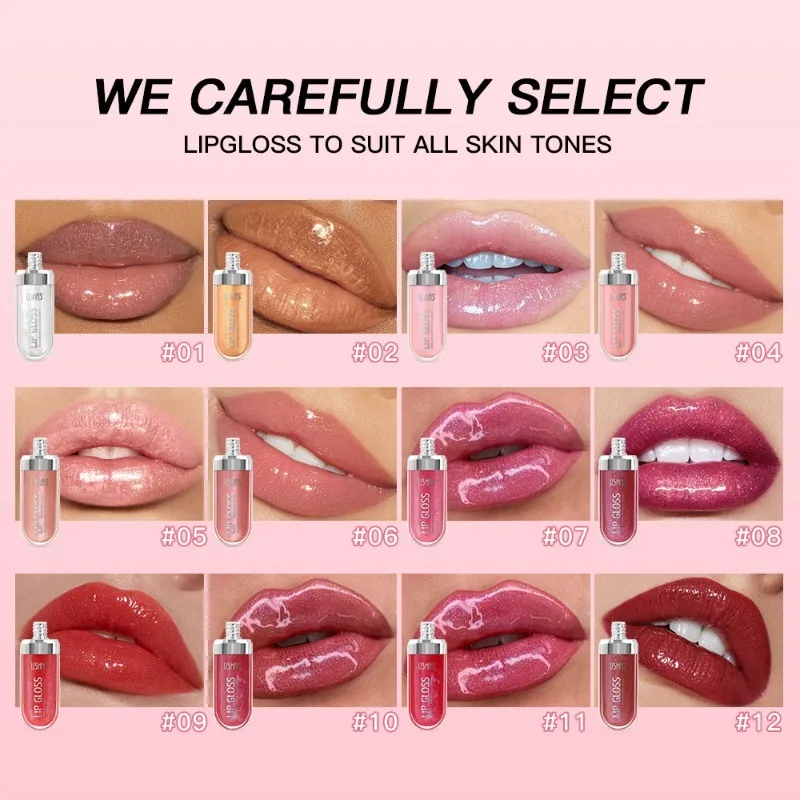 12 Colors Glitter Lip Gloss Long Lasting Diamond Pearlescent Metallic Liquid Lipstick Moisturizing Lip Glaze Woman Makeup