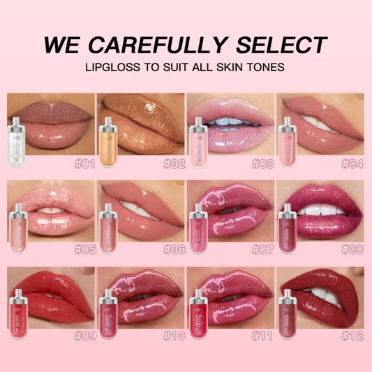 12 Colors Glitter Lip Gloss Long Lasting Diamond Pearlescent Metallic Liquid Lipstick Moisturizing Lip Glaze Woman Makeup