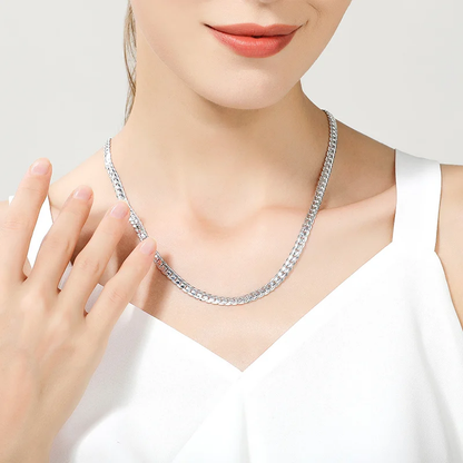18K Gold/Silver Color 6Mm Full Sideways Necklace 8/18/20/24 Inch Chain for Woman Men Fashion Wedding Engagement Jewelry