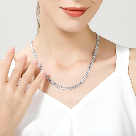 18K Gold/Silver Color 6Mm Full Sideways Necklace 8/18/20/24 Inch Chain for Woman Men Fashion Wedding Engagement Jewelry