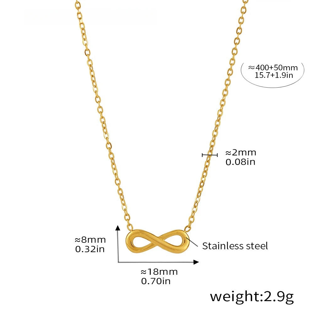 18K Gold Color Infinity Love Pendant Charm Necklaces for Women Stainless Steel Collar Choker Fashion Jewelry Accessories Gifts