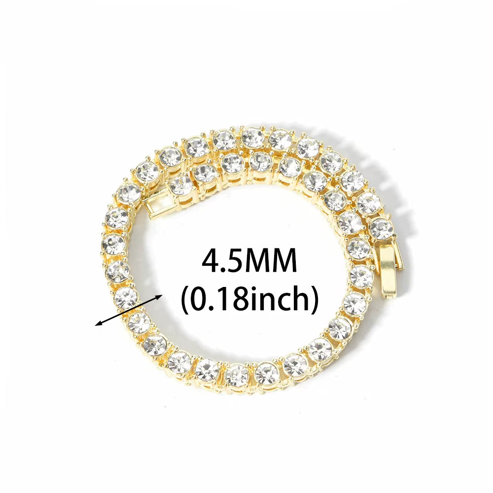Classical 4MM Tennis Chain Iced Out Bracelet Necklace Men Fashion Hip Hop Jewelry Women 8/16/18/20/24Inch Choker Punk Party Gift