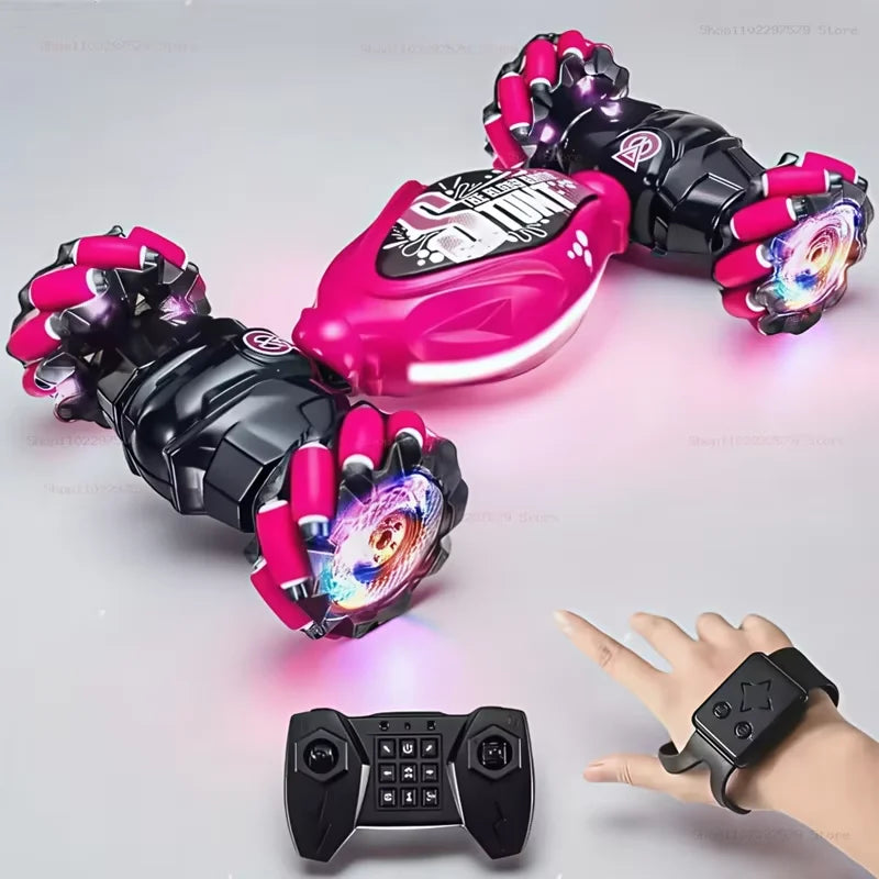 4WD RC Drift Car with Music Led Lights 2.4G Gesture Radio Remote Control Spray Stunt Car 360° Rotating Climbing Car Toys Gifts