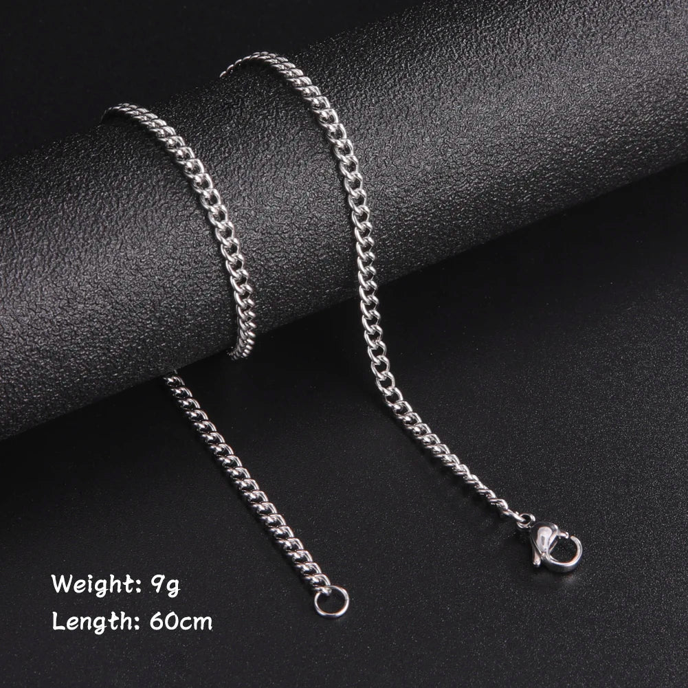 Fashion 60Cm Long Box Chain Necklace Men Stainless Steel Black Gold Color Link Chains Basic Punk Jewelry Wholesale