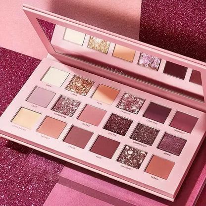 18 Colors Eyeshadow Palette with Makeup Mirror Pearlescent Matte Glitter Shimmer Pigment Nude Longlasting Eye Shadow Wholesale