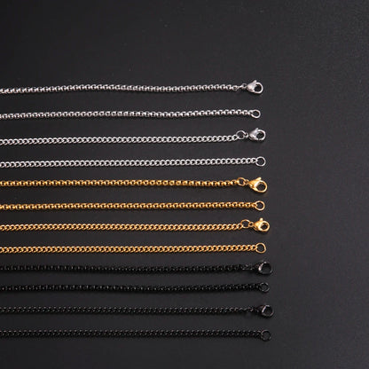 Fashion 60Cm Long Box Chain Necklace Men Stainless Steel Black Gold Color Link Chains Basic Punk Jewelry Wholesale