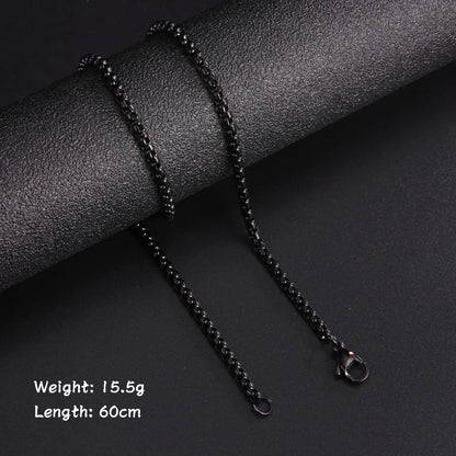 Fashion 60Cm Long Box Chain Necklace Men Stainless Steel Black Gold Color Link Chains Basic Punk Jewelry Wholesale