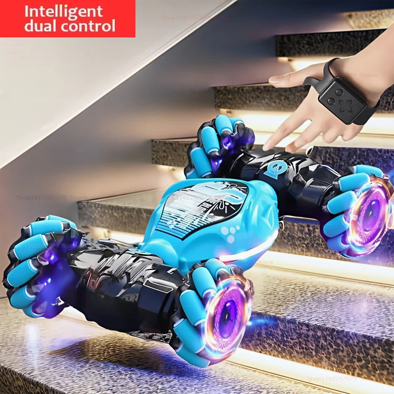 4WD RC Drift Car with Music Led Lights 2.4G Gesture Radio Remote Control Spray Stunt Car 360° Rotating Climbing Car Toys Gifts