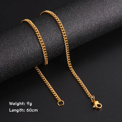 Fashion 60Cm Long Box Chain Necklace Men Stainless Steel Black Gold Color Link Chains Basic Punk Jewelry Wholesale