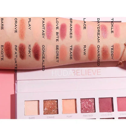 18 Colors Eyeshadow Palette with Makeup Mirror Pearlescent Matte Glitter Shimmer Pigment Nude Longlasting Eye Shadow Wholesale