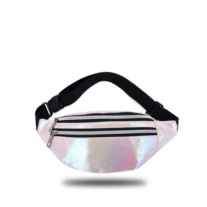 Holographic Fanny Pack Hologram Waist Bag Laser Beach Travel Banana Hip Bum Zip Waist Bags Women Belt Bag for Girls
