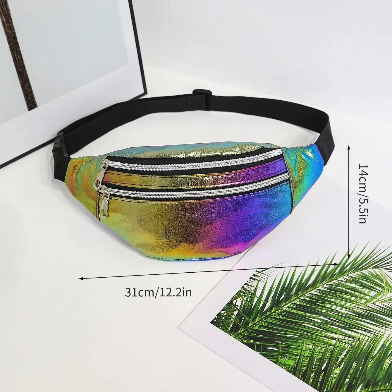 Holographic Fanny Pack Hologram Waist Bag Laser Beach Travel Banana Hip Bum Zip Waist Bags Women Belt Bag for Girls