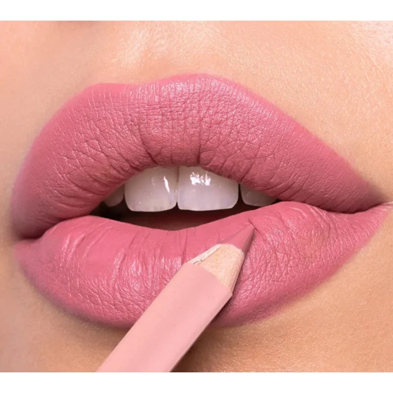 12New Color Matte Lipliner Pencil Waterproof Plumping Stain Lipstick Natural Nude Pink Lip Liner Pro Outline Lips Contour Makeup