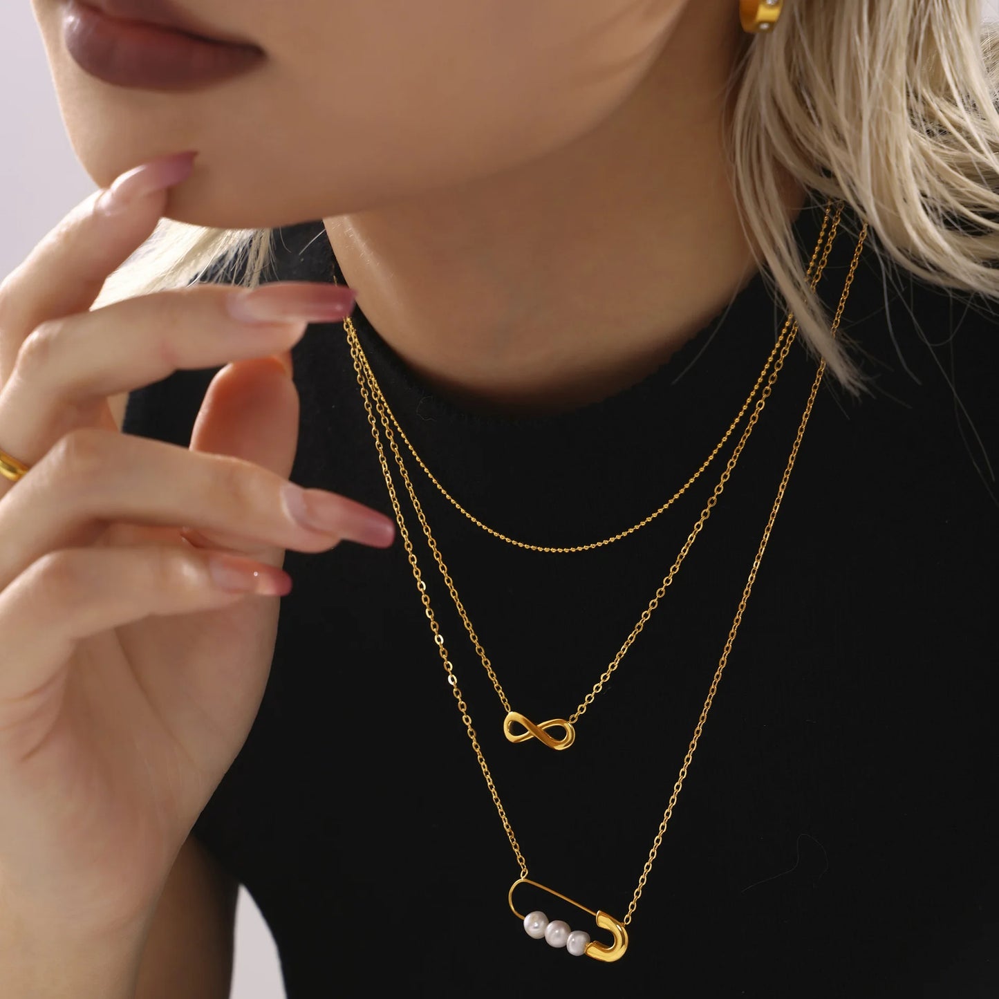 18K Gold Color Infinity Love Pendant Charm Necklaces for Women Stainless Steel Collar Choker Fashion Jewelry Accessories Gifts