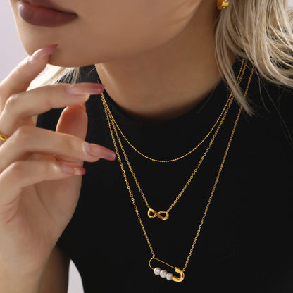 18K Gold Color Infinity Love Pendant Charm Necklaces for Women Stainless Steel Collar Choker Fashion Jewelry Accessories Gifts