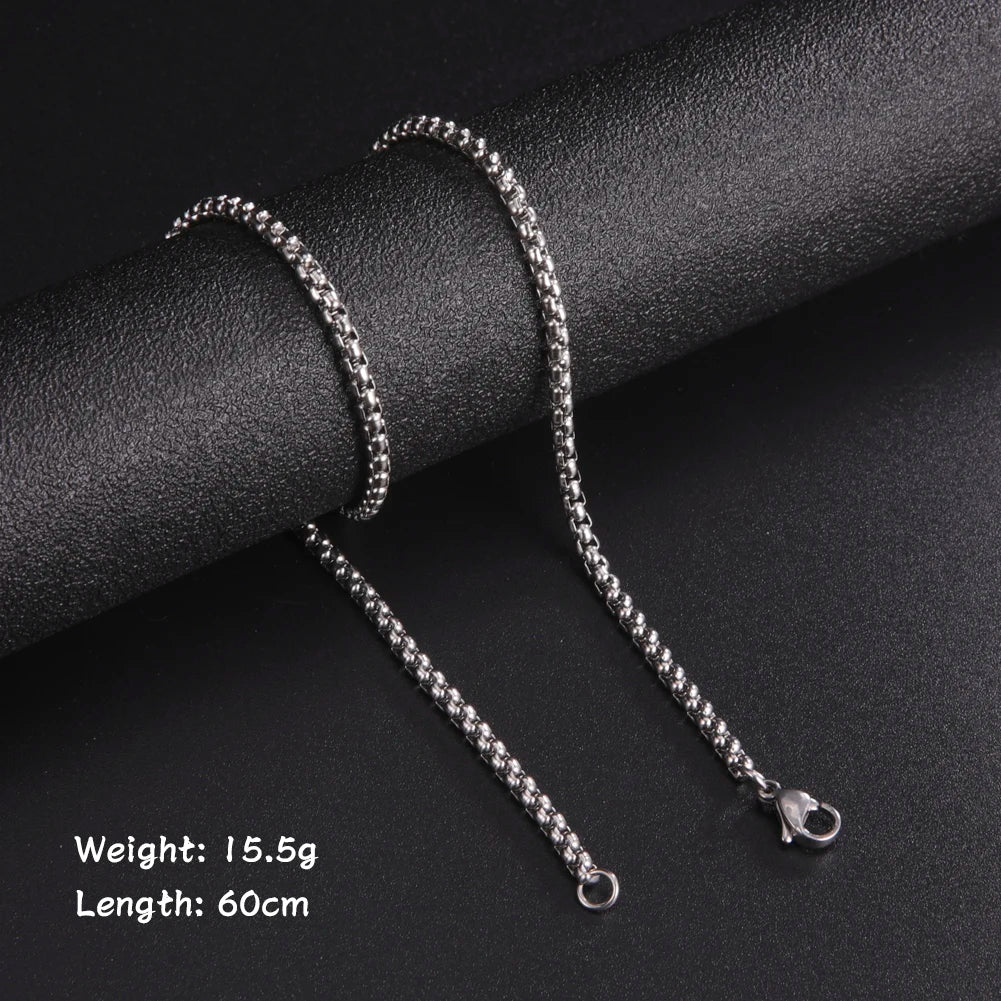 Fashion 60Cm Long Box Chain Necklace Men Stainless Steel Black Gold Color Link Chains Basic Punk Jewelry Wholesale