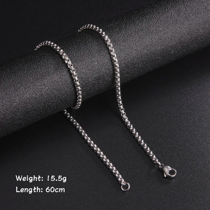 Fashion 60Cm Long Box Chain Necklace Men Stainless Steel Black Gold Color Link Chains Basic Punk Jewelry Wholesale