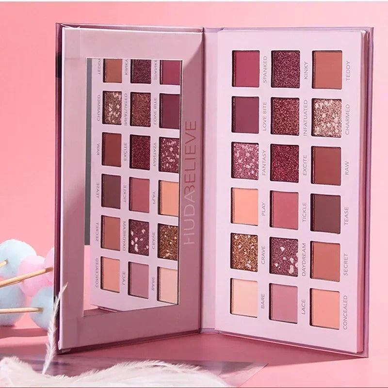 18 Colors Eyeshadow Palette with Makeup Mirror Pearlescent Matte Glitter Shimmer Pigment Nude Longlasting Eye Shadow Wholesale