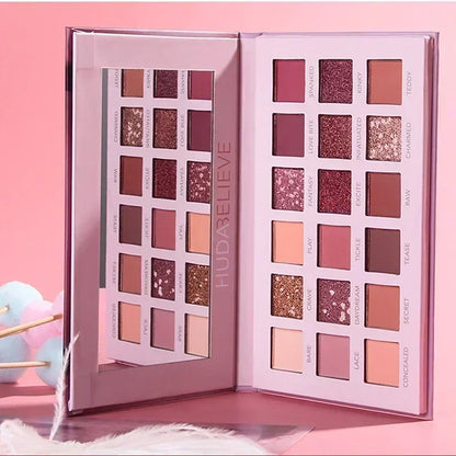 18 Colors Eyeshadow Palette with Makeup Mirror Pearlescent Matte Glitter Shimmer Pigment Nude Longlasting Eye Shadow Wholesale