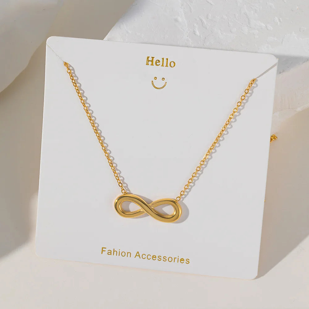 18K Gold Color Infinity Love Pendant Charm Necklaces for Women Stainless Steel Collar Choker Fashion Jewelry Accessories Gifts