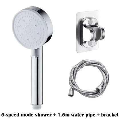 Booster Shower Head Adjustable High Pressure Water Massage Shower Head Home Handheld Sprayer Bathroom Supplies 5 Modes