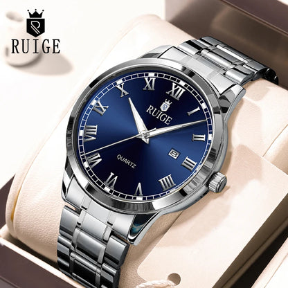 RUIGE Fashion Men'S Watch Roman Scale Minimalist Men'S Famous Watch Night Glow Waterproof Trendy Watch
