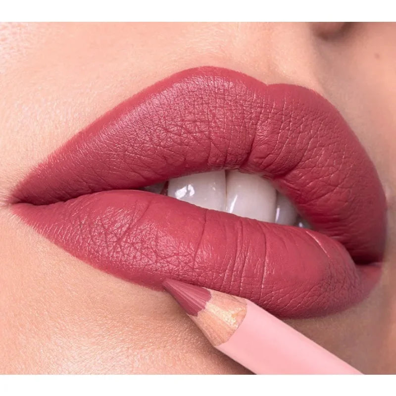 12New Color Matte Lipliner Pencil Waterproof Plumping Stain Lipstick Natural Nude Pink Lip Liner Pro Outline Lips Contour Makeup