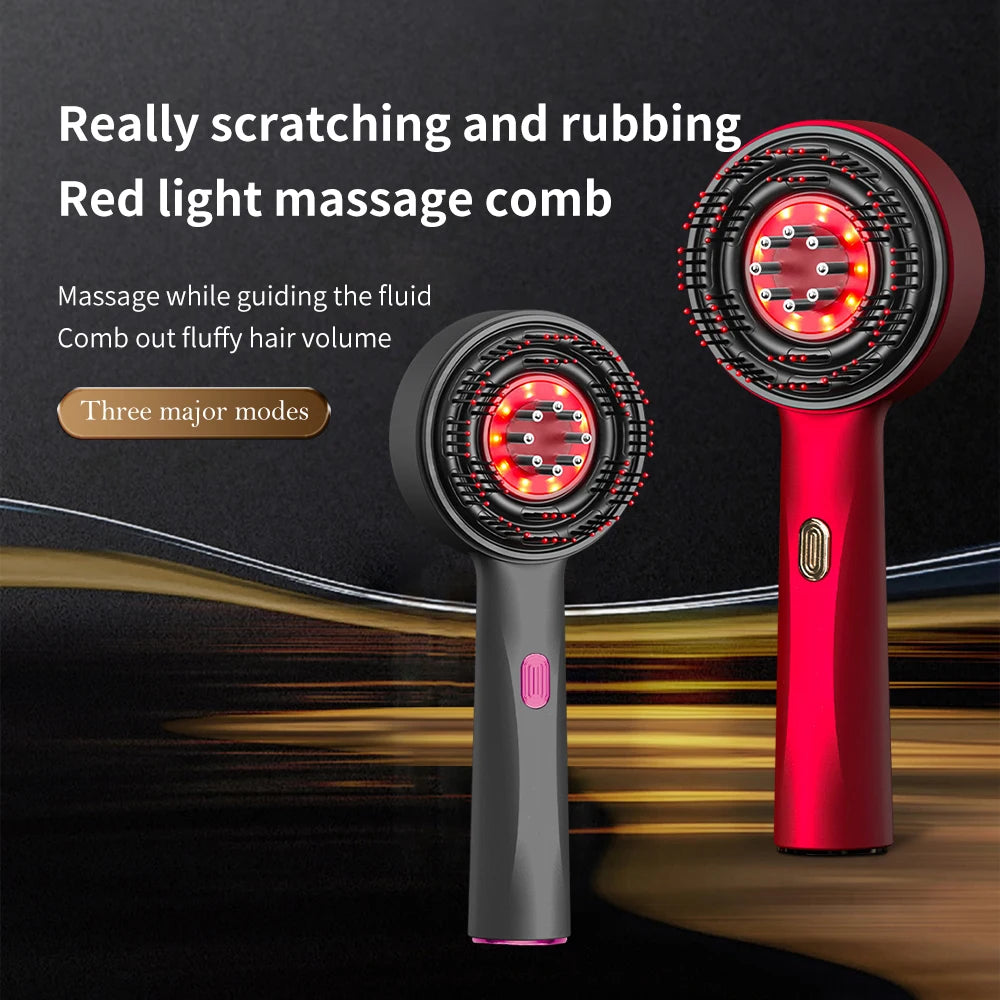Electric Vibration Massage Comb Red Light Hair Follicle Comb Scalp Oil Liquid Applicator Head Massager Hair Growth anti Loss