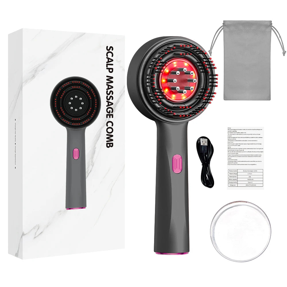 Electric Vibration Massage Comb Red Light Hair Follicle Comb Scalp Oil Liquid Applicator Head Massager Hair Growth anti Loss